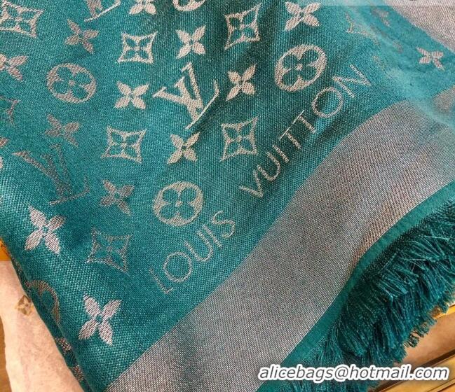 Inexpensive Louis Vuitton Shiny Silver Monogram Scarf 142x142cm LV09281 Green 2023