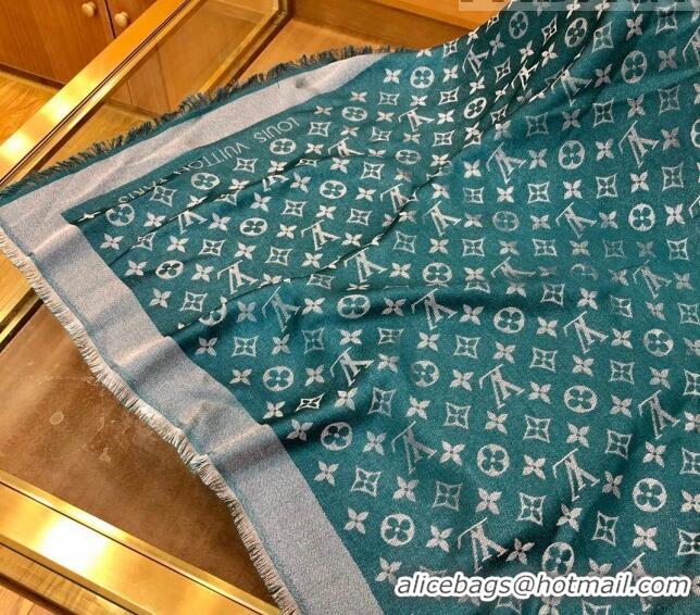 Inexpensive Louis Vuitton Shiny Silver Monogram Scarf 142x142cm LV09281 Green 2023