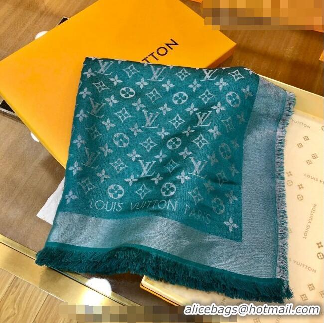 Inexpensive Louis Vuitton Shiny Silver Monogram Scarf 142x142cm LV09281 Green 2023