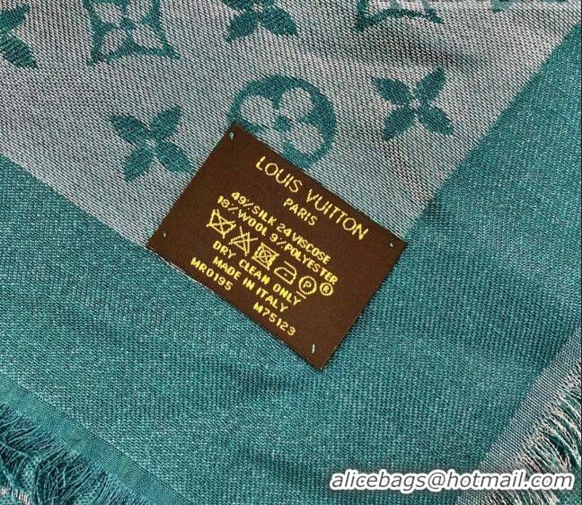 Inexpensive Louis Vuitton Shiny Silver Monogram Scarf 142x142cm LV09281 Green 2023