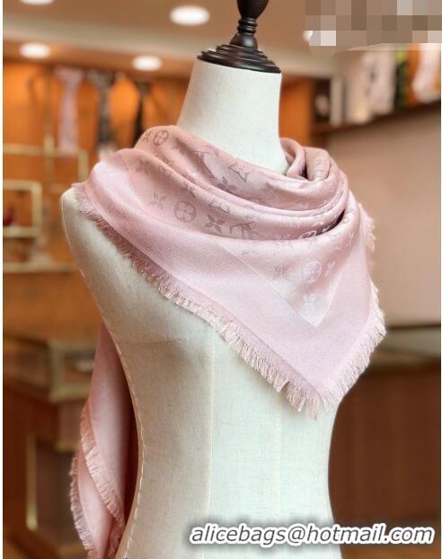 Hot Sell Cheap Louis Vuitton Shiny Silver Monogram Scarf 142x142cm LV09281 Light Pink 2023