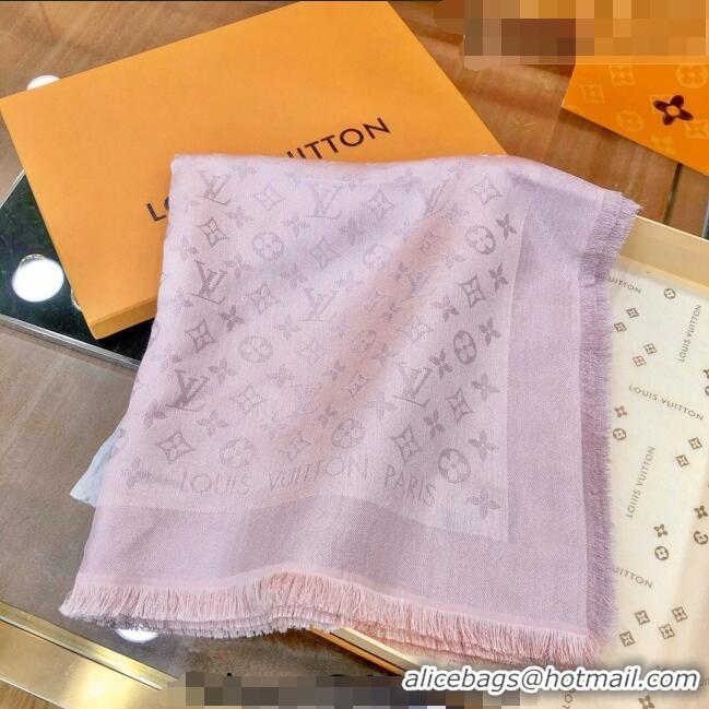 Hot Sell Cheap Louis Vuitton Shiny Silver Monogram Scarf 142x142cm LV09281 Light Pink 2023