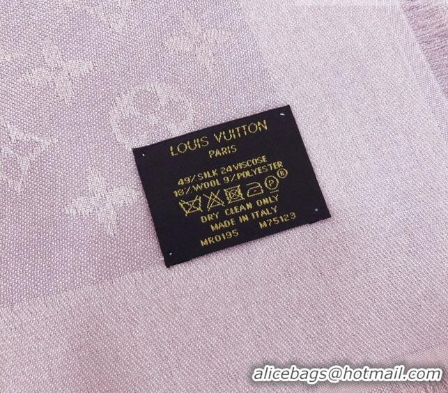 Hot Sell Cheap Louis Vuitton Shiny Silver Monogram Scarf 142x142cm LV09281 Light Pink 2023