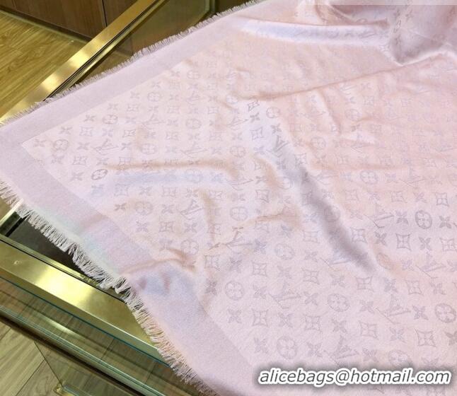 Hot Sell Cheap Louis Vuitton Shiny Silver Monogram Scarf 142x142cm LV09281 Light Pink 2023