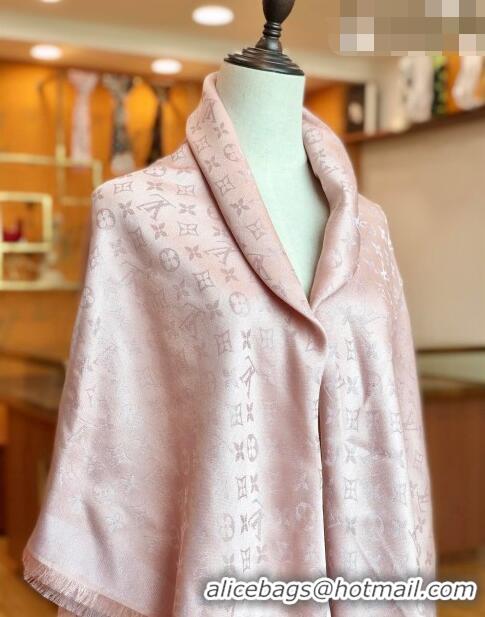 Hot Sell Cheap Louis Vuitton Shiny Silver Monogram Scarf 142x142cm LV09281 Light Pink 2023