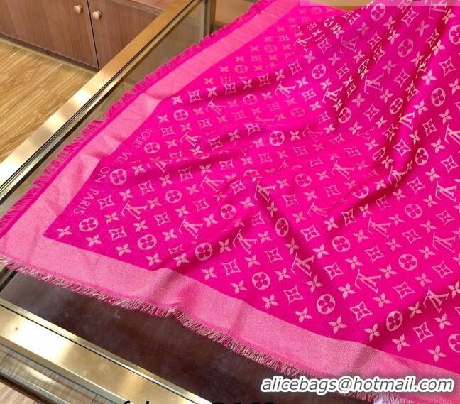 Top Quality Louis Vuitton Shiny Silver Monogram Scarf 142x142cm LV09281 Dark Pink 2023