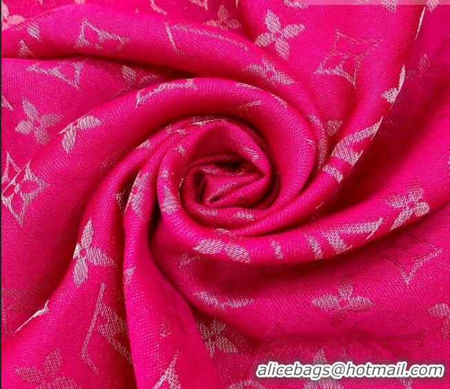 Top Quality Louis Vuitton Shiny Silver Monogram Scarf 142x142cm LV09281 Dark Pink 2023