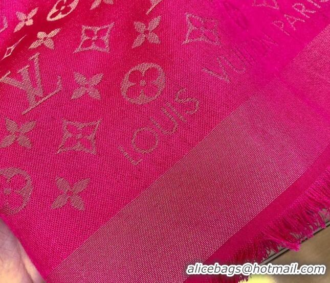 Top Quality Louis Vuitton Shiny Silver Monogram Scarf 142x142cm LV09281 Dark Pink 2023