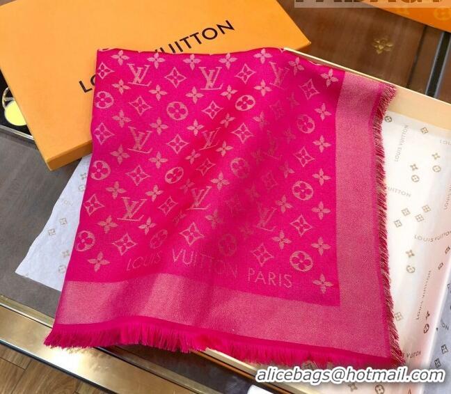 Top Quality Louis Vuitton Shiny Silver Monogram Scarf 142x142cm LV09281 Dark Pink 2023