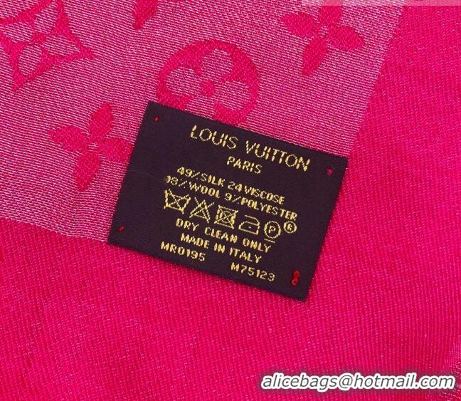 Top Quality Louis Vuitton Shiny Silver Monogram Scarf 142x142cm LV09281 Dark Pink 2023