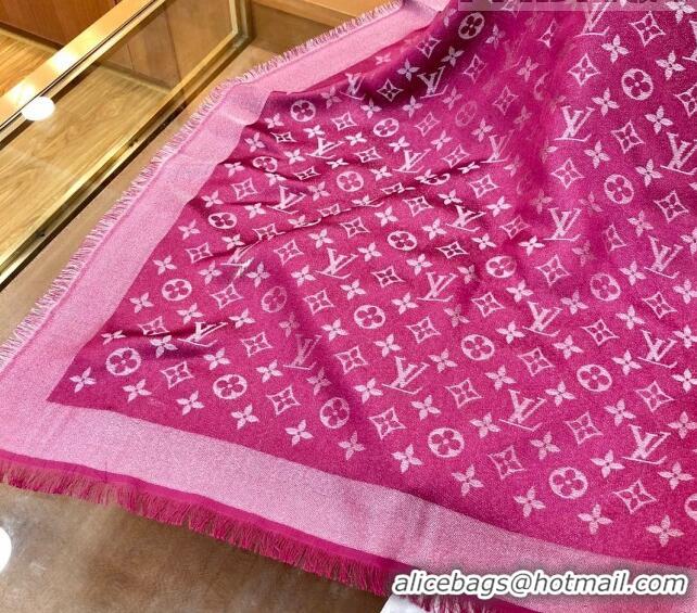 Top Quality Louis Vuitton Shiny Silver Monogram Scarf 142x142cm LV09281 Dark Purple 2023