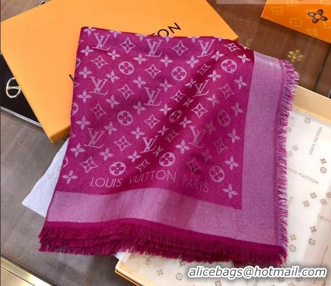 Top Quality Louis Vuitton Shiny Silver Monogram Scarf 142x142cm LV09281 Dark Purple 2023