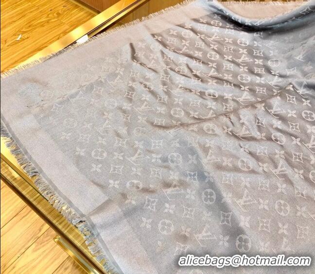 Super Quality Louis Vuitton Shiny Silver Monogram Scarf 142x142cm LV09281 Grey 2 2023