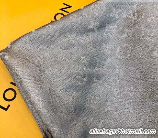 Super Quality Louis Vuitton Shiny Silver Monogram Scarf 142x142cm LV09281 Grey 2 2023