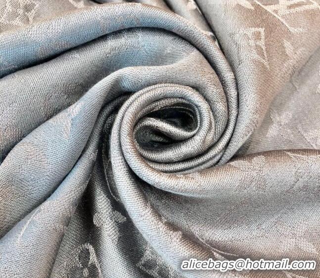 Super Quality Louis Vuitton Shiny Silver Monogram Scarf 142x142cm LV09281 Grey 2 2023