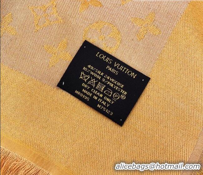 Top Quality Louis Vuitton Shiny Silver Monogram Scarf 142x142cm LV09281 Yellow 2023