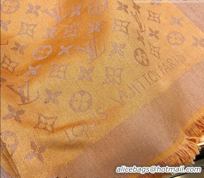 Top Quality Louis Vuitton Shiny Silver Monogram Scarf 142x142cm LV09281 Yellow 2023