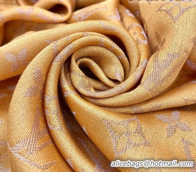 Top Quality Louis Vuitton Shiny Silver Monogram Scarf 142x142cm LV09281 Yellow 2023