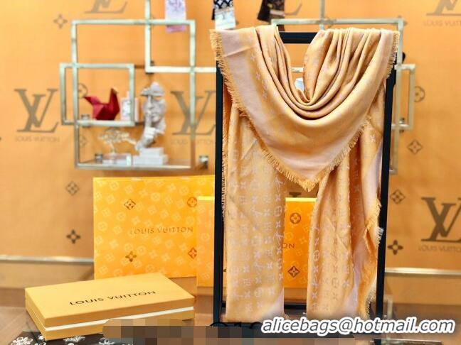 Top Quality Louis Vuitton Shiny Silver Monogram Scarf 142x142cm LV09281 Yellow 2023