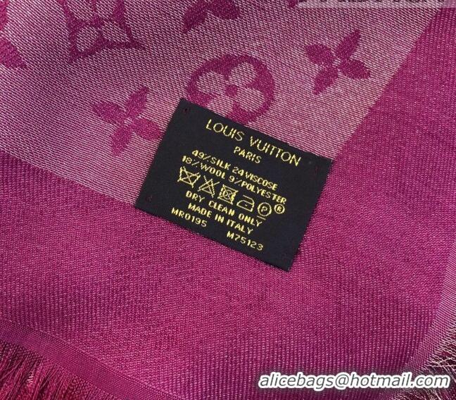 Unique Grade Louis Vuitton Shiny Gold Monogram Scarf 142x142cm LV09281 Dark Purple 2023