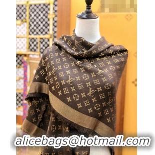 Shop Grade Louis Vuitton Shiny Gold Monogram Scarf 142x142cm LV09281 Coffee Brown 2023