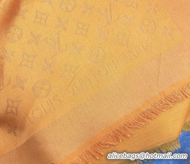 Top Design Louis Vuitton Shiny Gold Monogram Scarf 142x142cm LV09281 Yellow 2023