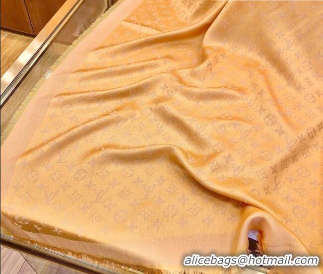 Top Design Louis Vuitton Shiny Gold Monogram Scarf 142x142cm LV09281 Yellow 2023