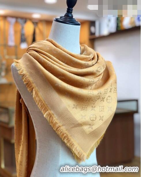 Top Design Louis Vuitton Shiny Gold Monogram Scarf 142x142cm LV09281 Yellow 2023