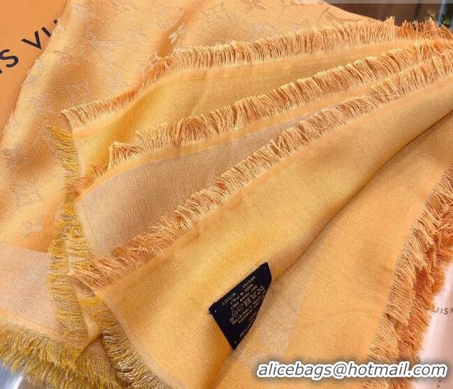 Top Design Louis Vuitton Shiny Gold Monogram Scarf 142x142cm LV09281 Yellow 2023