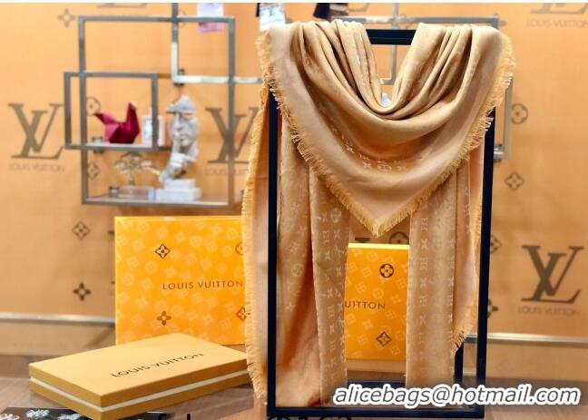 Top Design Louis Vuitton Shiny Gold Monogram Scarf 142x142cm LV09281 Yellow 2023