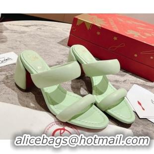 Top Grade Christian Louboutin Inflama Sab Heel Slide Sandals 8.5cm in Green Nappa Leather 425105