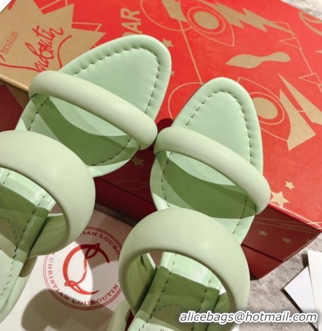 Top Grade Christian Louboutin Inflama Sab Heel Slide Sandals 8.5cm in Green Nappa Leather 425105