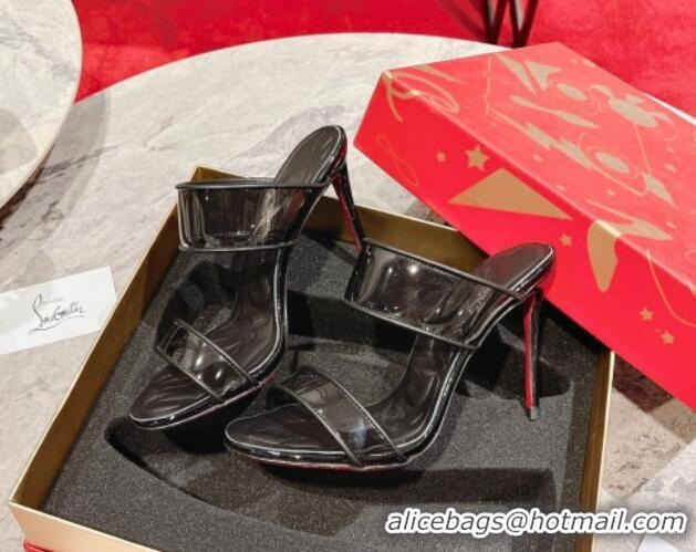 Good Taste Christian Louboutin Just Loubi PVC Heel Slide Sandals 10cm Black 605004