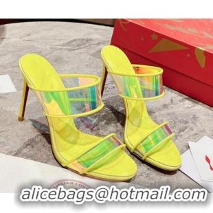 Charming Christian Louboutin Just Loubi PVC Heel Slide Sandals 10cm Yellow 605005