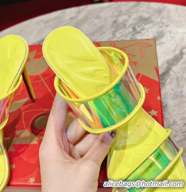 Charming Christian Louboutin Just Loubi PVC Heel Slide Sandals 10cm Yellow 605005