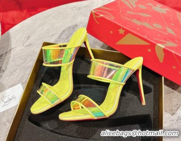 Charming Christian Louboutin Just Loubi PVC Heel Slide Sandals 10cm Yellow 605005