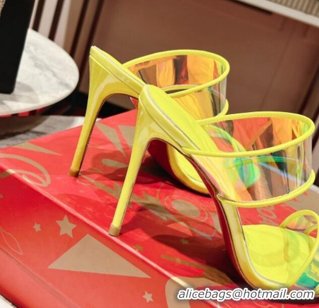 Charming Christian Louboutin Just Loubi PVC Heel Slide Sandals 10cm Yellow 605005