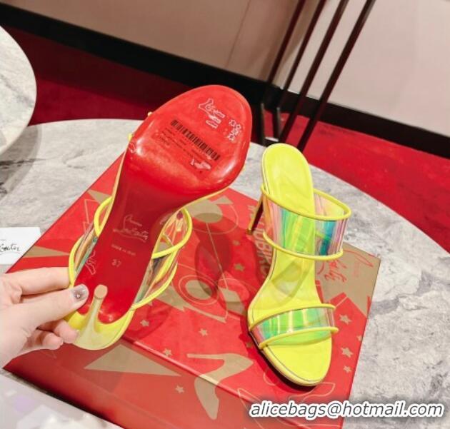 Charming Christian Louboutin Just Loubi PVC Heel Slide Sandals 10cm Yellow 605005