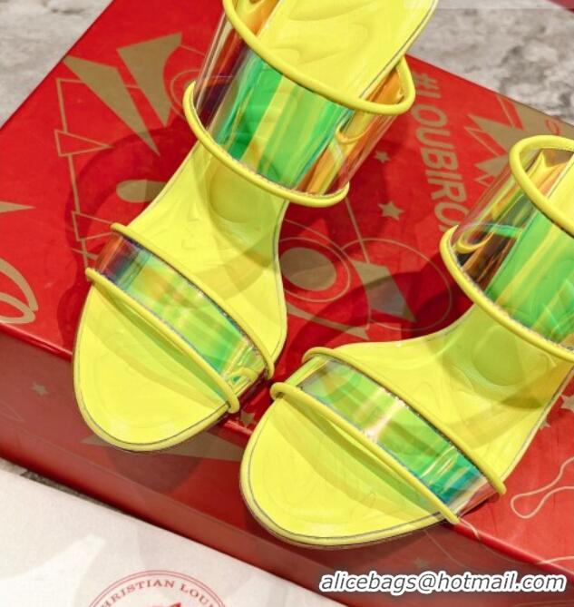 Charming Christian Louboutin Just Loubi PVC Heel Slide Sandals 10cm Yellow 605005