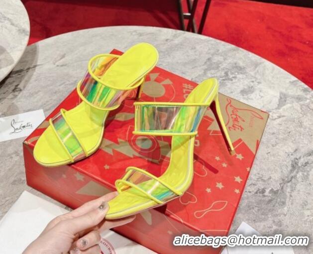 Charming Christian Louboutin Just Loubi PVC Heel Slide Sandals 10cm Yellow 605005