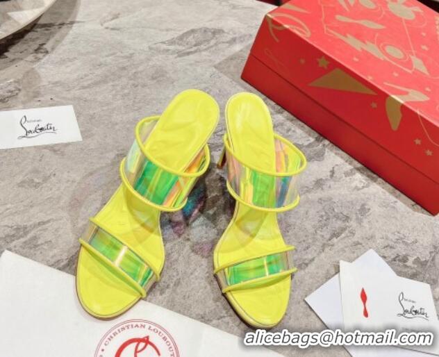 Charming Christian Louboutin Just Loubi PVC Heel Slide Sandals 10cm Yellow 605005