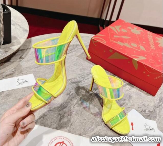 Charming Christian Louboutin Just Loubi PVC Heel Slide Sandals 10cm Yellow 605005