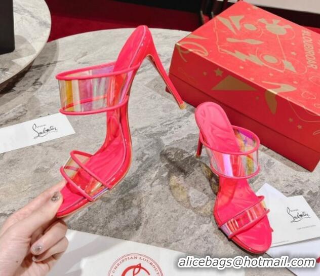 Durable Christian Louboutin Just Loubi PVC Heel Slide Sandals 10cm Pink 605006