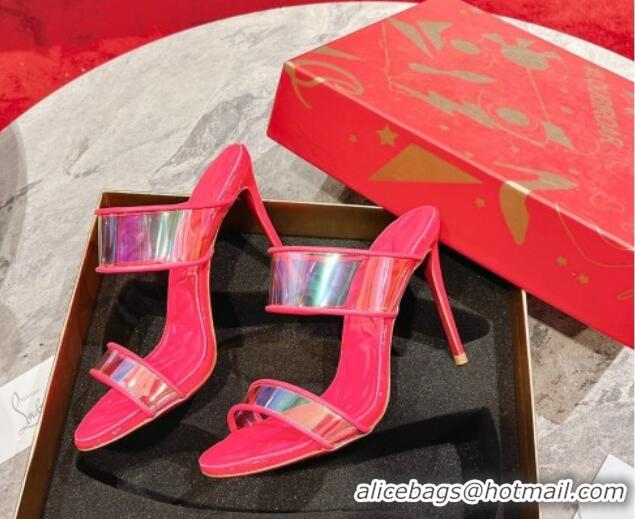 Durable Christian Louboutin Just Loubi PVC Heel Slide Sandals 10cm Pink 605006