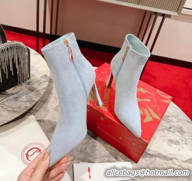 Best Product Christian Louboutin Condora Ankle Booty 10cm in Suede Paseo Blue 809001