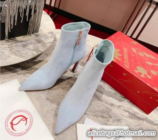 Best Product Christian Louboutin Condora Ankle Booty 10cm in Suede Paseo Blue 809001