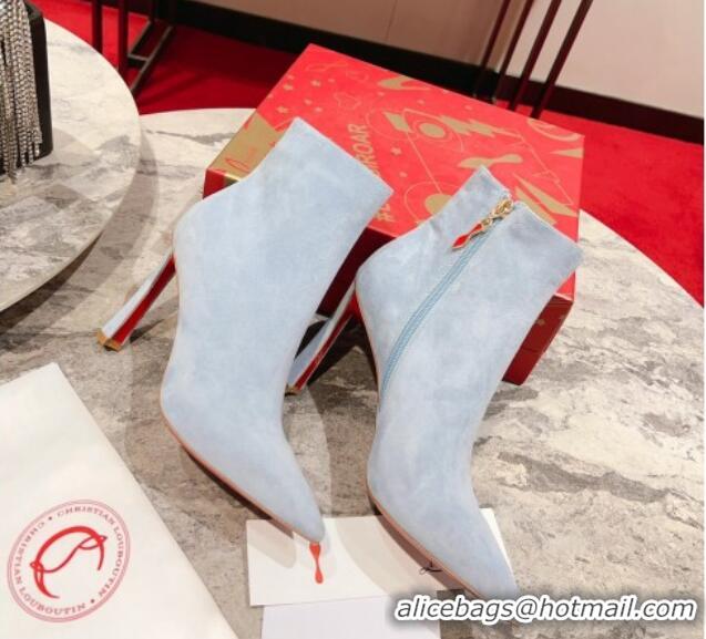 Best Product Christian Louboutin Condora Ankle Booty 10cm in Suede Paseo Blue 809001