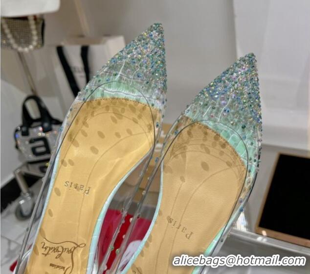 Durable Christian Louboutin Degrastrass Pvc Ballet Flat with Crystals Allover CL08211 Light Green