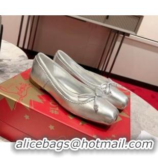 Charming Christian Louboutin Mamadrague Ballerinas Flat in Nappa Leather Silver 915036