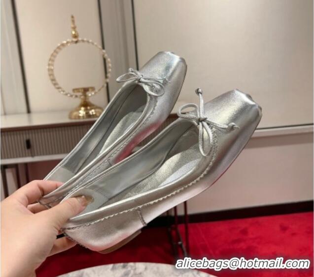 Charming Christian Louboutin Mamadrague Ballerinas Flat in Nappa Leather Silver 915036